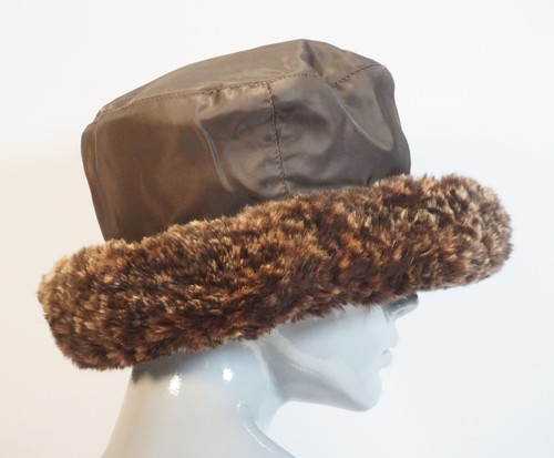 Cappello invernale vintage elegante design Italy cappello da donna taglia 58 marrone pelliccia sintetica - Foto 4 di 7