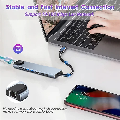 8 in 1 Multiport USB-C Hub Type C To USB 3.0 4K Adapter For Macbook Pro/Air US - Picture 11 of 17