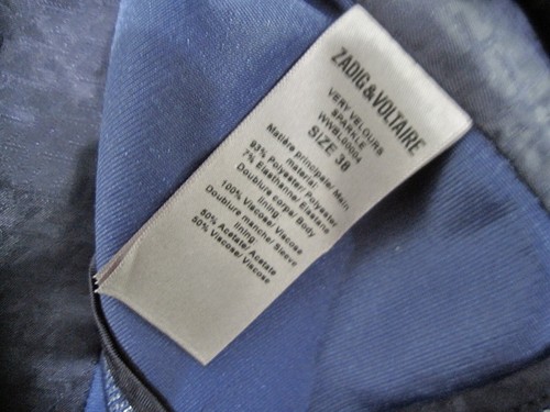 Zadig + Voltaire sehr Velours Glitzer blau Jacke Blazer Gr. 38 S/M gefüttert Sale - Bild 11 von 11