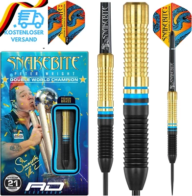 BESUCHE DEN RED DRAGON-STORE RED DRAGON Peter Wright Snakebite Brass Steel Tip Darts Sets (Dartpfeile)