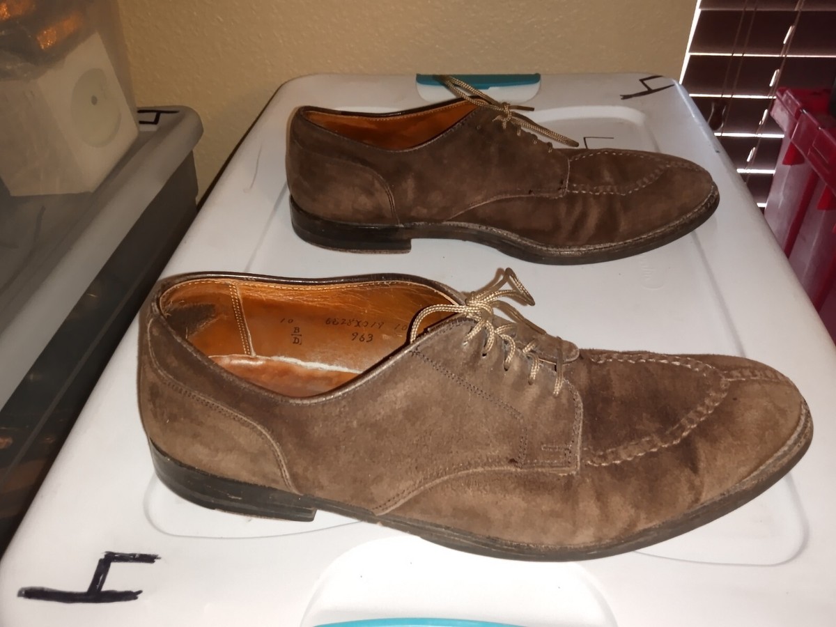 ALDEN 10 B D HANDSEWN NST BROWN SUEDE SPLIT TOE DRESS SHOES 963 10 
