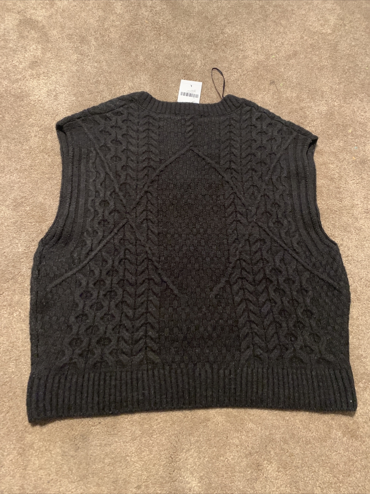 gray sweater vest cable knit oversized 