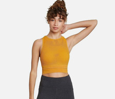 JoyLab Women's Seamless High Neck Longline Bra Gold Small