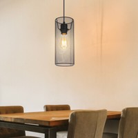 Pendelleuchte HäNgelampe Esstischleuchte Schwarz KäFig 1 Flammig E27 H 120 Cm
