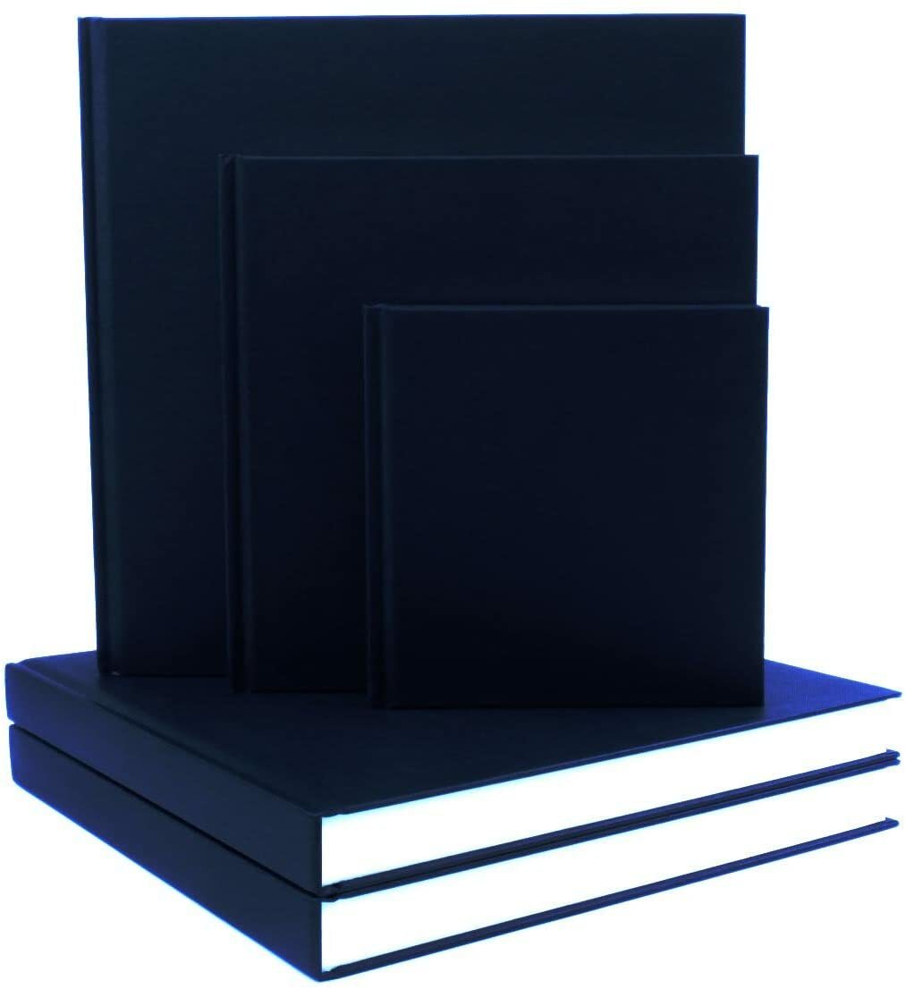 SEAWHITE Black Cloth Hardback Artists Sketchbook 140gsm Square 195X195