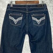 VIGOSS womens embroidered capri jeans size 5 stretch low rise dark wash leg slit