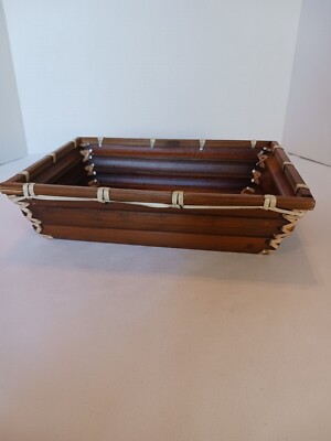 BAMBOO Storage Basket BOX Trinket KEEPSAKE KEEPER Decor Boho