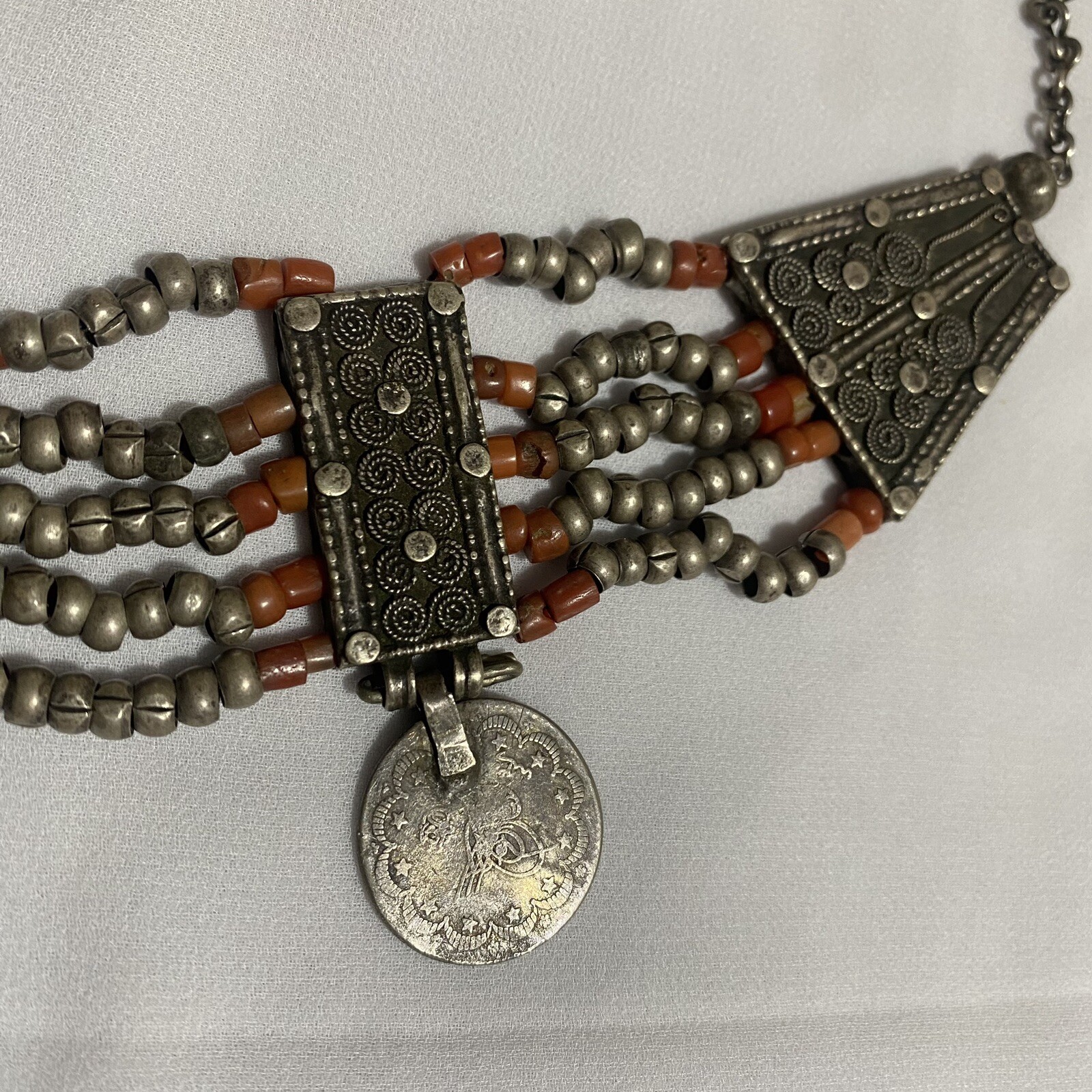 Antique  Handmade Solid Silver  Yemeni Necklace I… - image 5