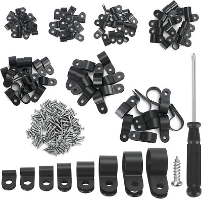221 Nylon Cable Clips Set with Screws & Screwdriver - 8 Sizes for Cable Manageme
