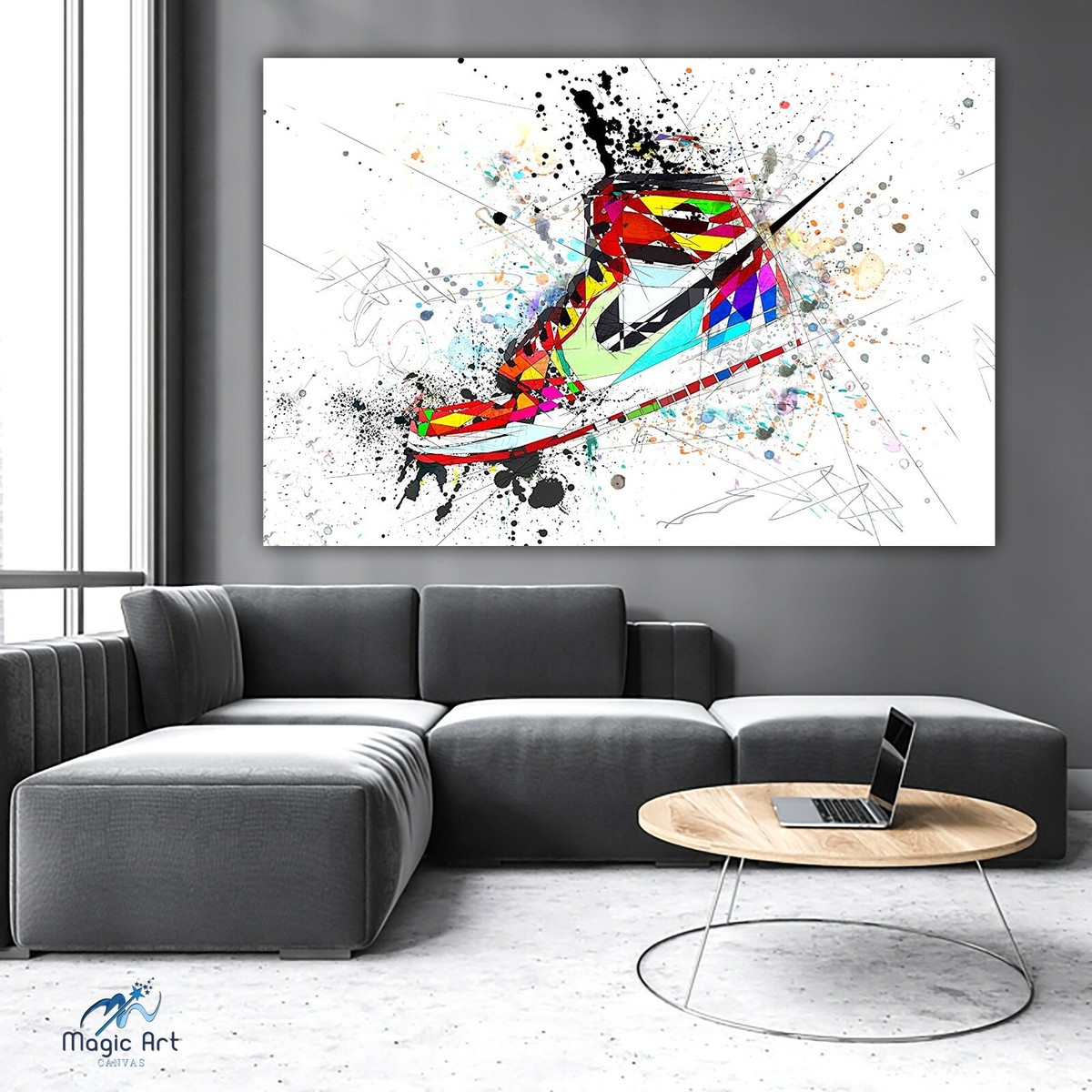 Sneaker Wall Art Jordan Sneaker Canvas Art Neon Sneaker Art Print