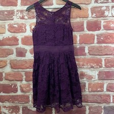 Anthropologie BB Dakota Cocktail Party Dress Womens Size 2 Purple Floral Lace