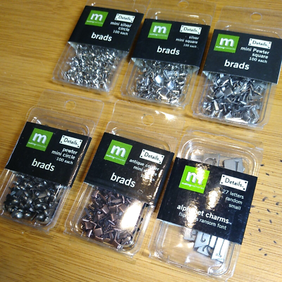 #ad SCRAPBOOK SUPPLIES New Lot 6pc. Making Memories 5 Brads 1 Charms Assorted $17.50