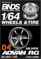 1/64 Plastic WHEELS RIMS TIRES SET For Diecast Models -ADVAN RG-04 -SILVER-