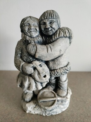 Glacial Ice Age Sculpture, Crafted by Hand for A.C.E Alaska Eskimos hugging Love