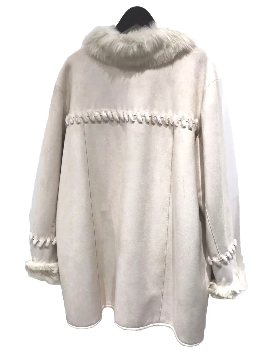 Novelti Laura Plus Women White Faux Shearling Fur Coat Size 3X