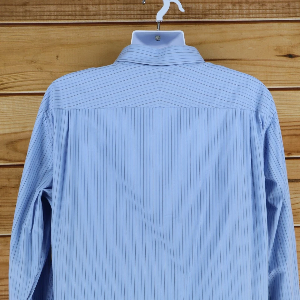 Apt. Camisa de vestir 9 para hombre talla XL (18x35/36) azul a rayas 100 % algodón cuello en punta Foto 4 de 4