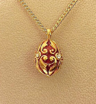 Mother's Day Special Fancy Red Enameled Solid Easter Egg Pendant,Gold Plated