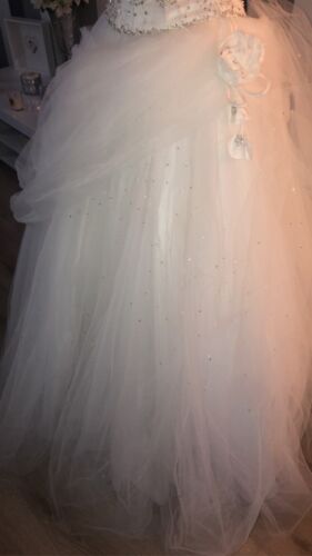 Korsett Rücken Tüll Hochzeitskleid mit Swarovski Zierschleier & Petticoat - Bild 5 von 10