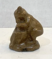 Vintage Soapstone Carving BEAR eating Brown Possibly from Canada Native