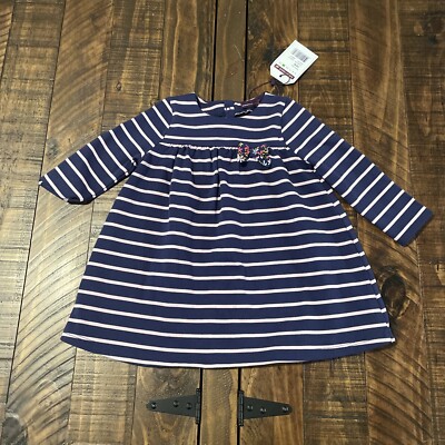 SERGENT MAJOR Beautiful Infant L/sleeve Stripe Dress 18 Mos