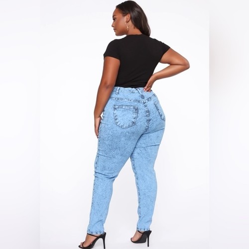 Fashion Nova Women’s Acid Wash Iced Blue  High Rise Skinny Jeans Size 20 - Bild 3 von 11