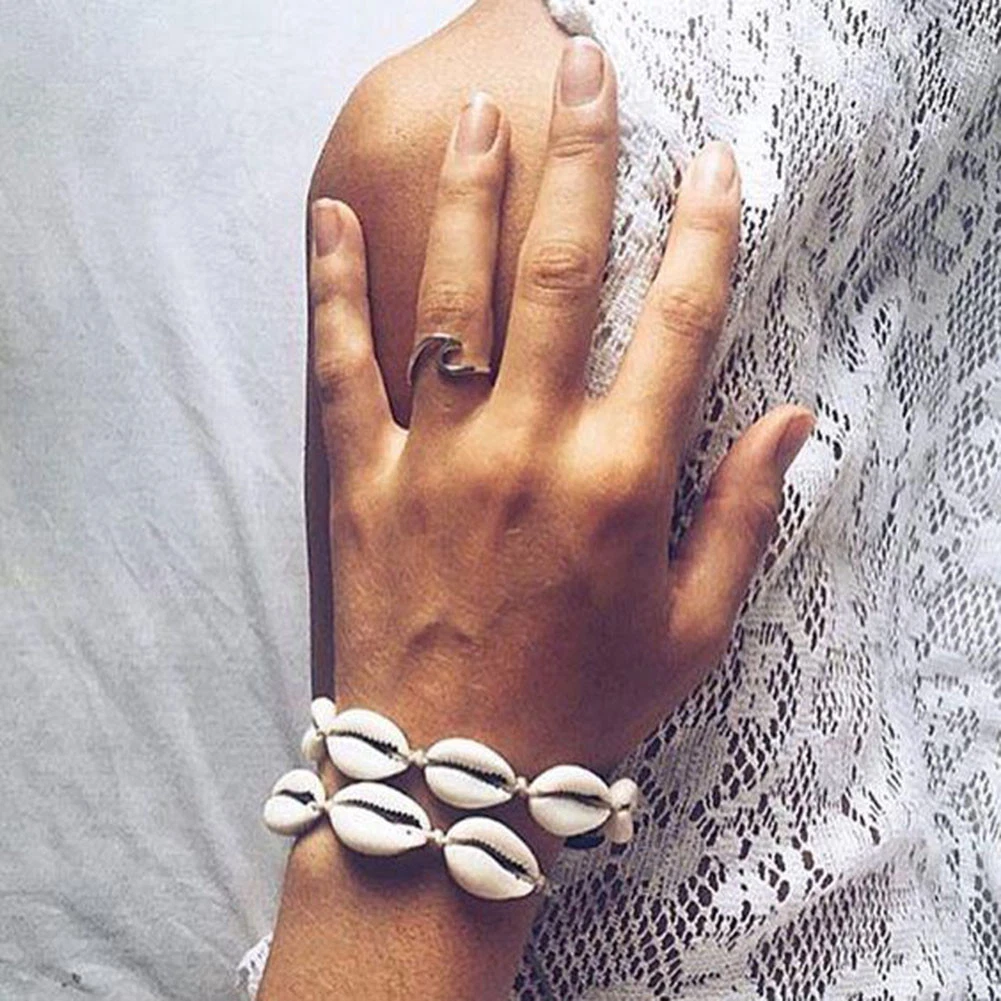 Boho Women Summer Beach Jewelry Cowrie Sea Shell Bracelet Beaded Pendant Gift H9