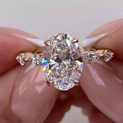 2.5 CT Oval Cut Lab Grown Diamond Hidden Halo Engagement Ring In 14k Yellow Gold