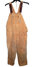 Vintage Carhartt Duck Bib Overalls Men's 44 x 30 42 x 27 1/4 Brown Double Knee