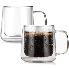 Extra Large Thicken Double Wall Glasses Coffee Mugs Tea Cups Set Of 2 24oz Insul