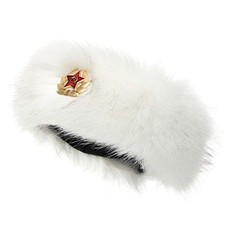 Faux Fur Headband with Elastic for Women's Winter Earwarmer White with KGB