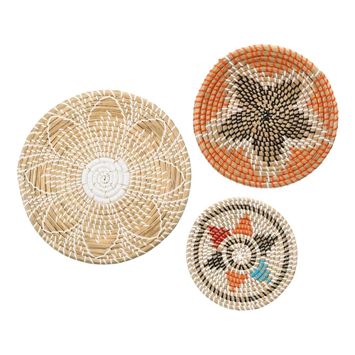 Baskets for Wall Decor, Bohemian Woven Straw Wall Basket Decor Set (3pcs) - Picture 1 of 7