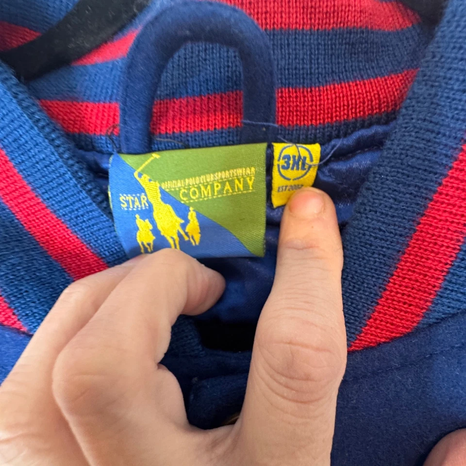 Chaqueta Bomber Vintage Star Company Lana Acolchada Bordada Gales Polo Team 3XL Foto 2 de 4