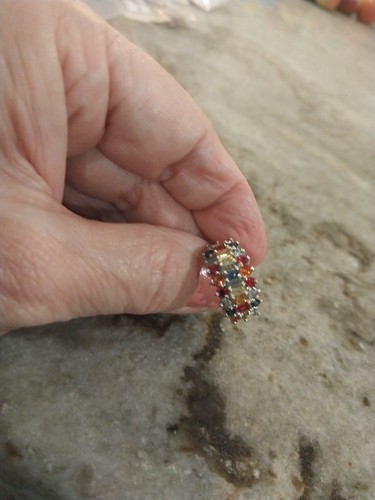 Anillo con racimo de zafiros múltiples en platino sobre plata de ley (talla 6,0) 2,60 quilates - Imagen 16 de 22