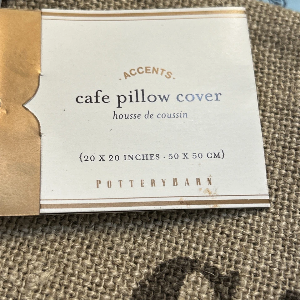 Funda de almohada Pottery Barn "Cafe de Francais" saco de grano de café francés lino cáñamo Foto 4 de 4