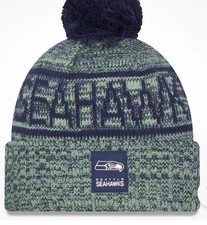 Seattle Seahawks Authentic New ERA Beanie Winter Cap Hat Pom 2025 Sideline NFL