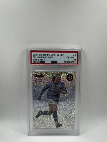 2024-2025 TOPPS MERLIN UEFA CLUB COMPETITIONS THE SHINY #1 ERLING HAALAND PSA 10