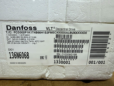 Danfoss VLT Decentral Drive Frequenzumrichter FCD302P1K1T4B66H1S3FMECX 380-480V