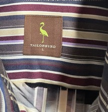 TailorByrd Mens Striped Button Up Dress Shirt Large Multicolor Long Sleeve 0316