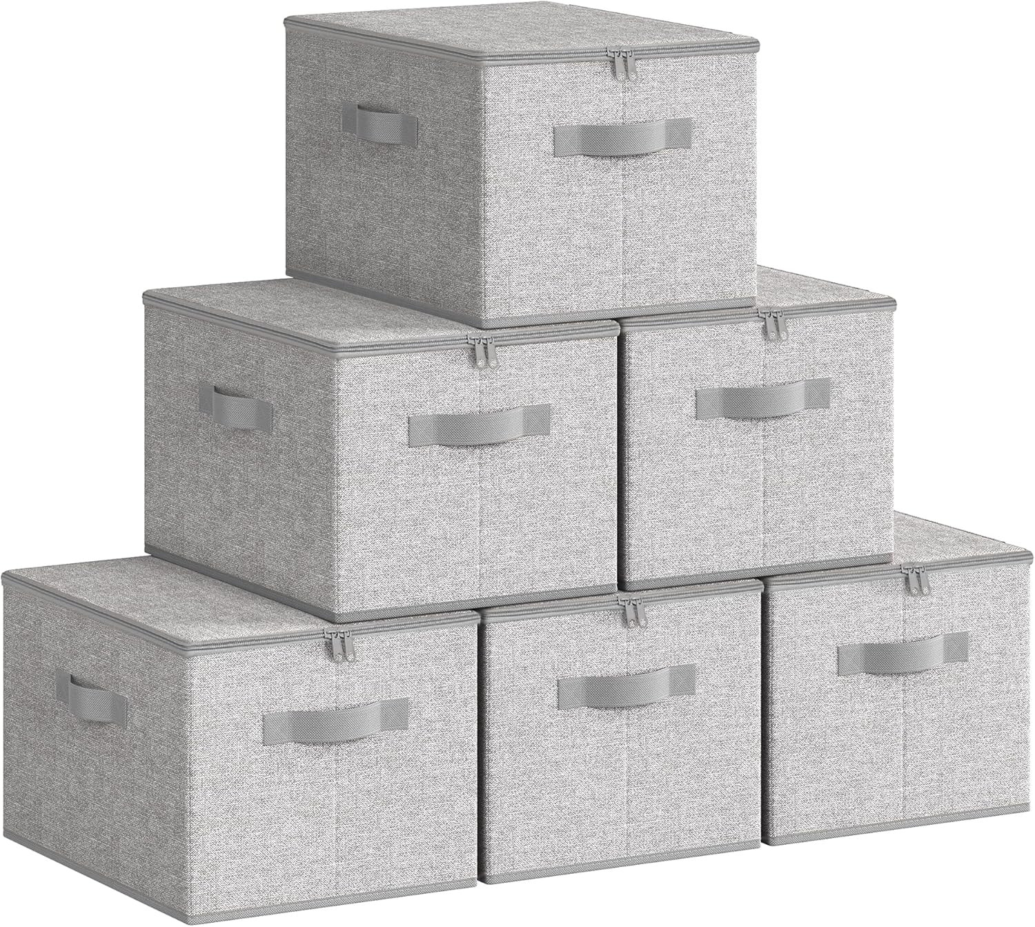 Boîte de rangement pliable grand format en tissu avec poignées et couvercle amovible