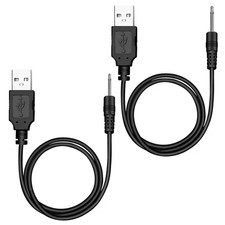 Replacement DC Charging Cable USB Charger Cord - 2.5Mm Black 2 Pack - Fast C