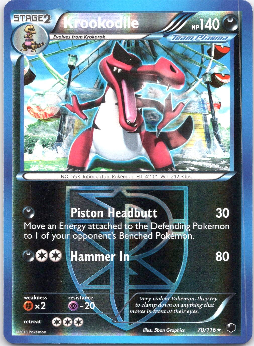 Krookodile (Team Plasma) Rare Plasma Freeze 70/116 NM