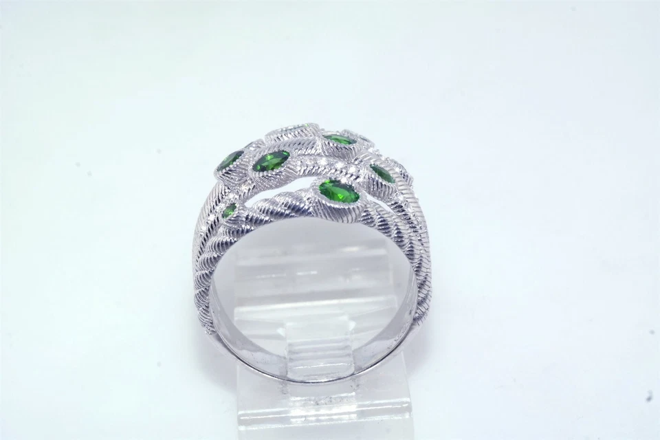 Anel de prata esterlina 925 Judith Ripka verde cromo diópsido tamanho 8 - Imagem 4 de 4