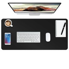 Leather Desk Pad Protector NonSlip Waterproof Laptop Blotter 30x14 Black