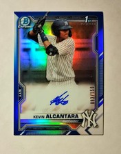 Kevin Alcantara 2021 1st Bowman Chrome AUTO BLUE REFRACTOR 083/150 Yankees RC M6