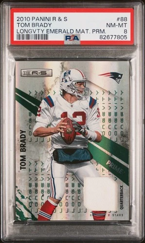 2010 TOM BRADY 1 of 6 in PSA Rookies & Stars Longvty Emerald Mat. Prm. PSA 8