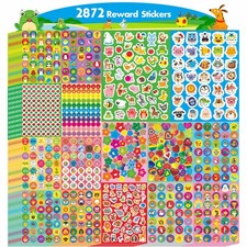 2872 Large Incentive Stickers, 64 Sheets Round Encouragement Stickers, Animal...