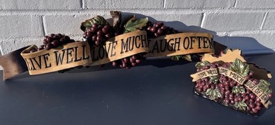 Tuscan, grape, wine, wall decor & Napkin Hold ''LIVE WELL LOVE MUCH LAUGH OFTEN''