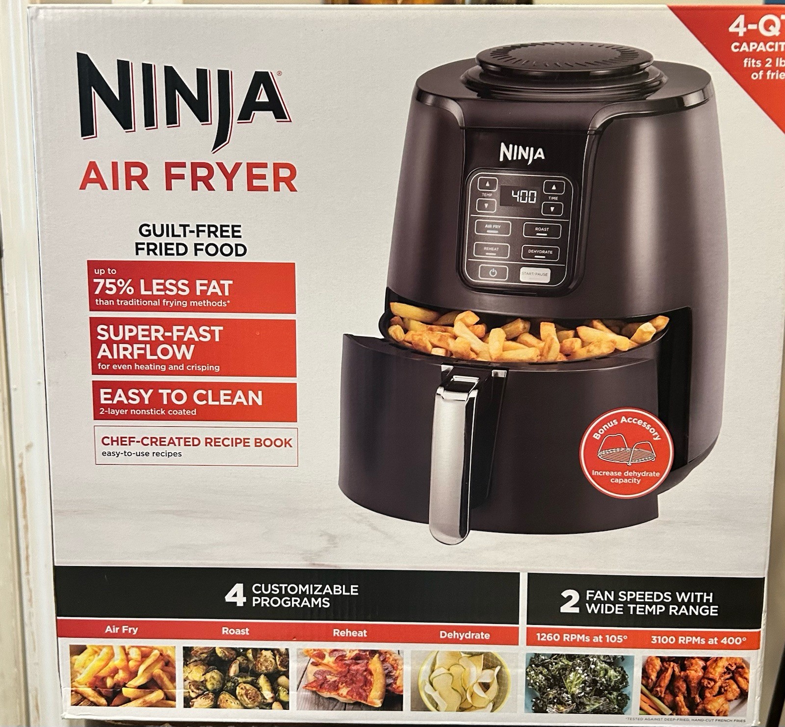 NINJA AIR FRYER 4 QUART AF101 BRAND NEW : COLOR BLACK NIB  SEALED AIR FRYER