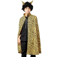 Unisex Yellow Tiger Print Cape for Halloween Cosplay