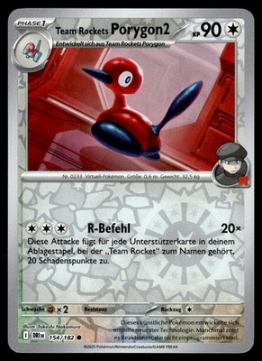 Team Rockets Porygon2 154/182 Destined Rivals Pokemon Reverse Holo NM Deutsch